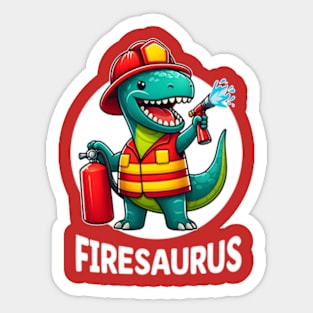 Kawaii Dinosaur Firemen Firesaurus Rex Sticker